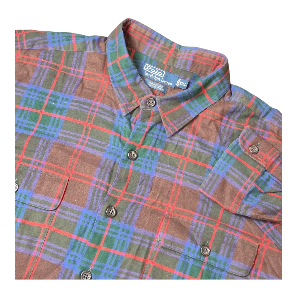 VTG‎ Polo Ralph Lauren Bentord Two Pocket Cotton Button Up Shirt Mens XXL